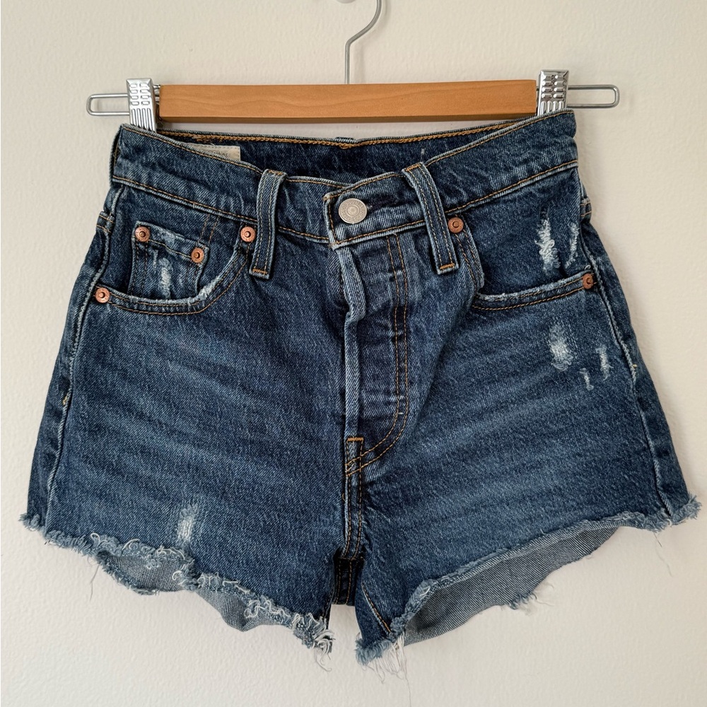 Levi's Blue Distressed Jean Shorts